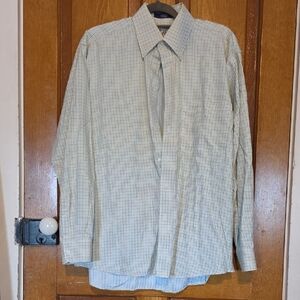 Alan Flusser Men's Plaid Shirt - Cream and Green